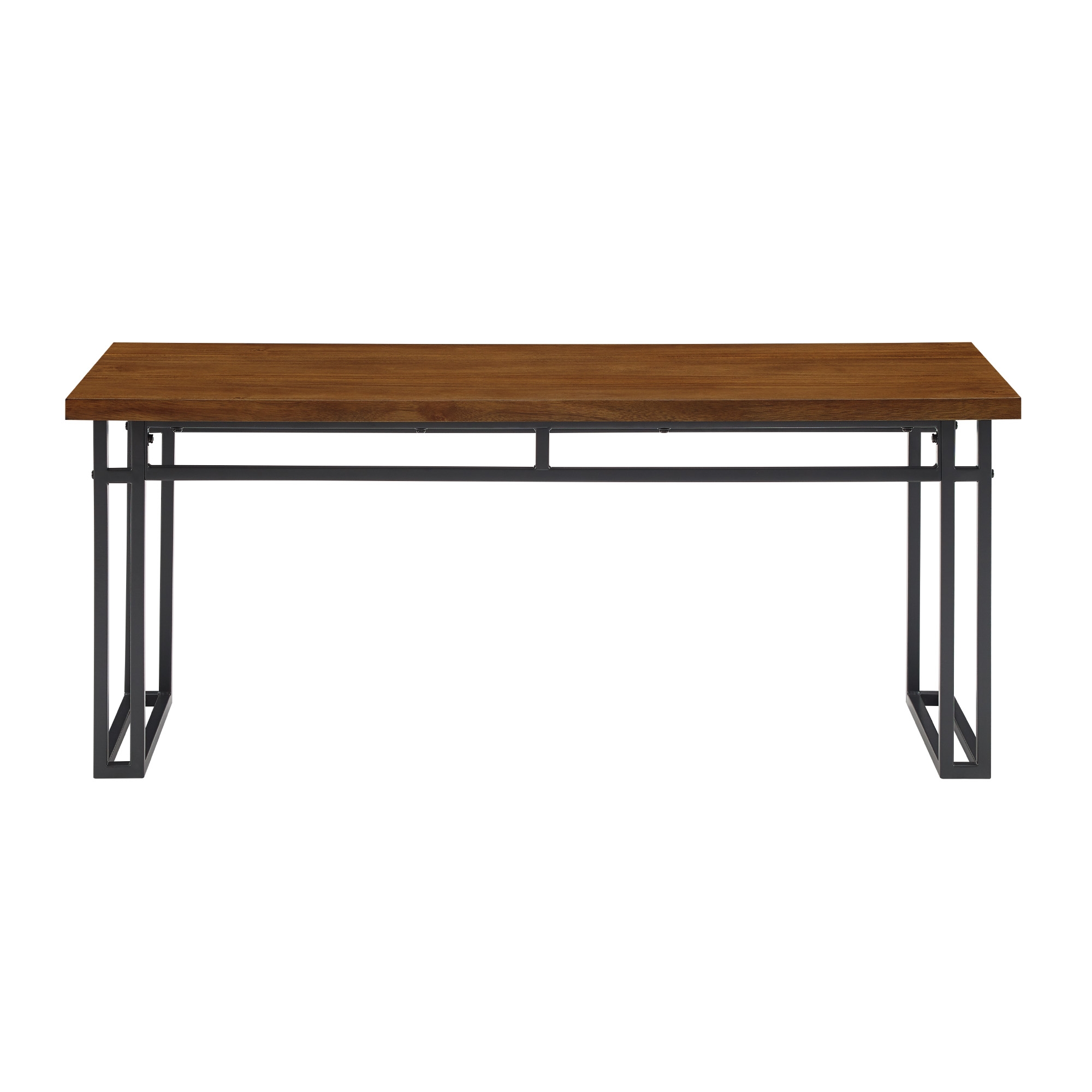 Contemporary Dual-Metal Leg Solid Wood Veneer Dining Bench – Walnut  - Image 1