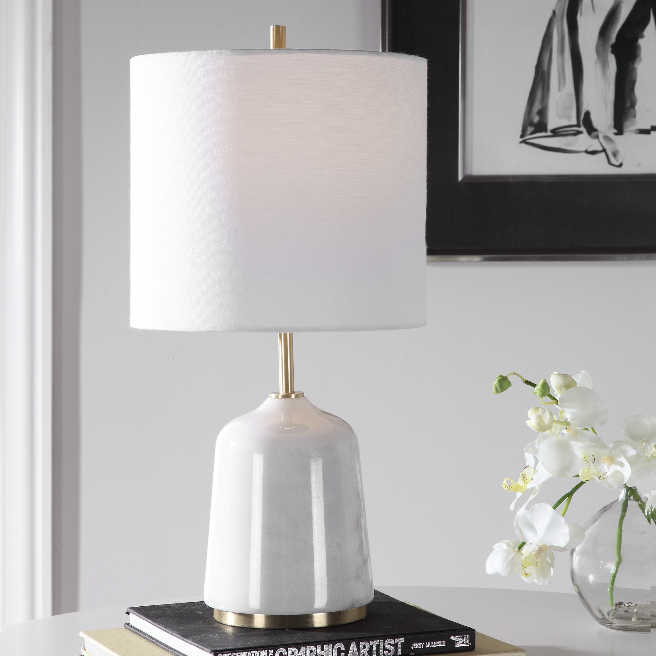 Eloise White Marble Table Lamp - Image 0