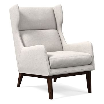 Ryder Chair, Poly, Performance Coastal Linen, White, Dark Walnut - Image 0