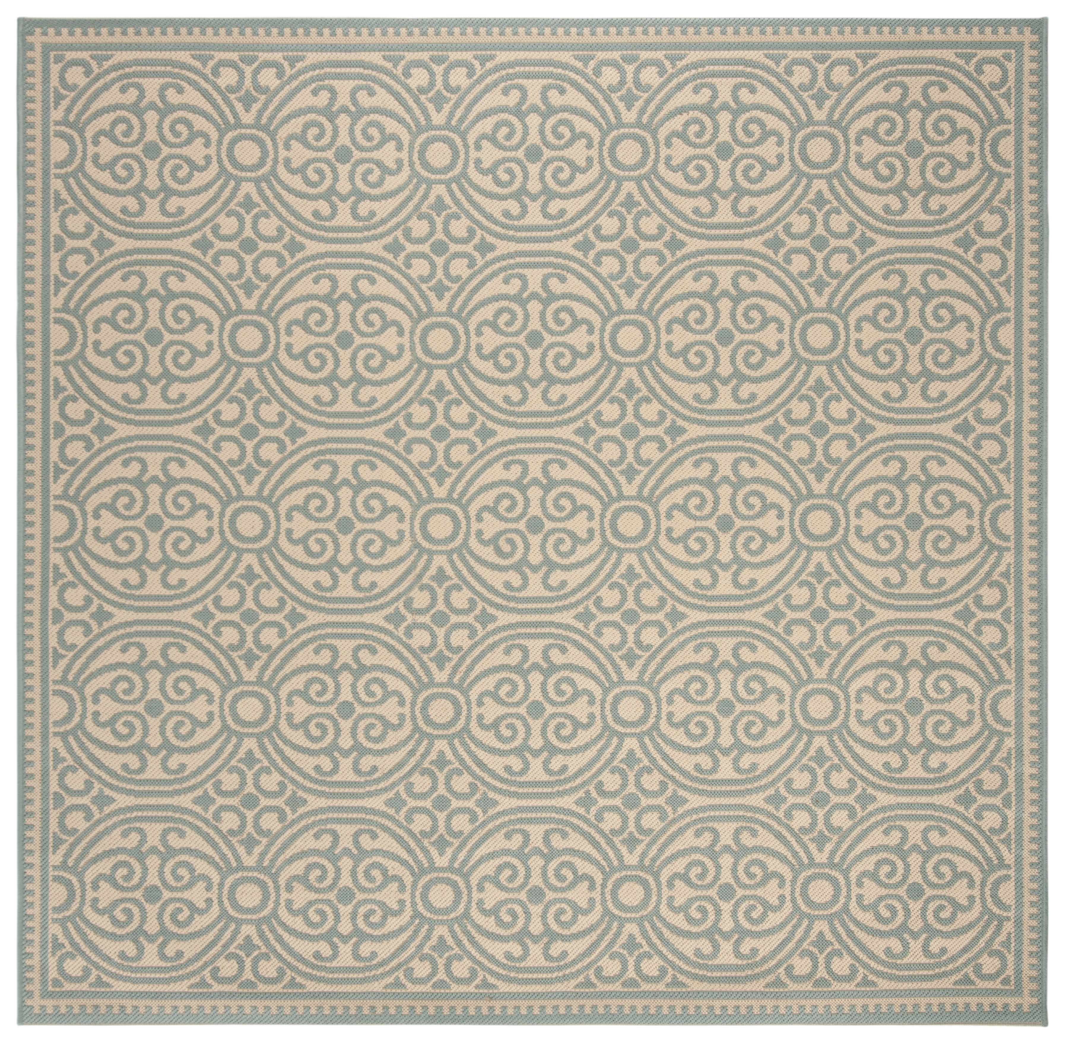 Arlo Home Indoor/Outdoor Woven Area Rug, LND134K, Aqua/Cream,  6' 7" X 6' 7" Square - Image 0
