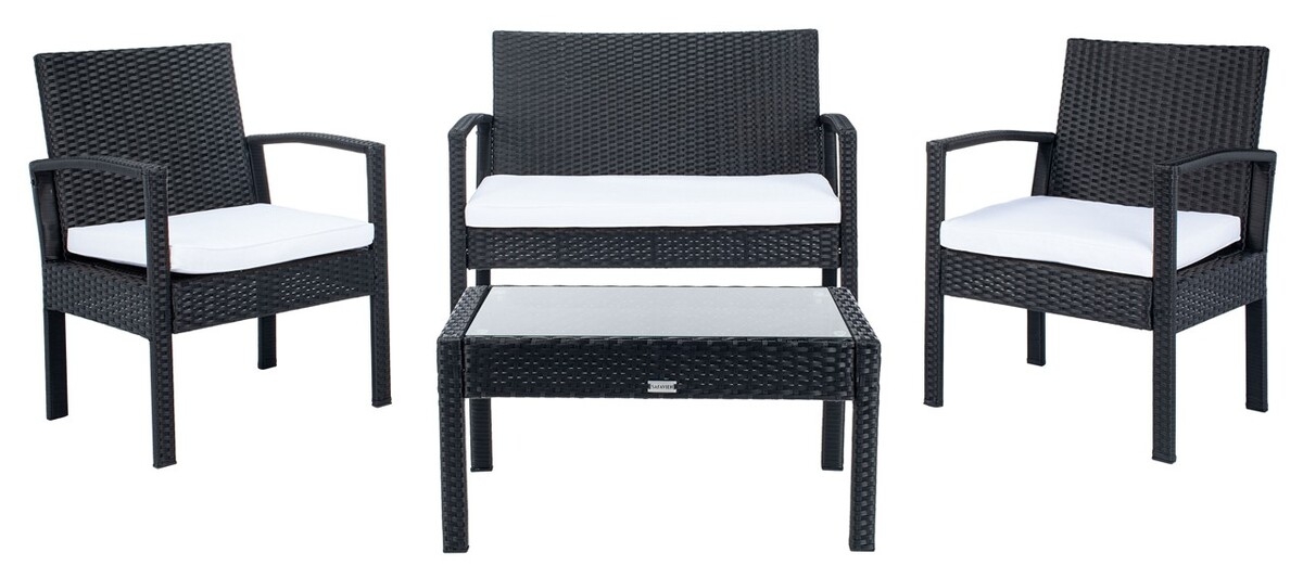 Bassey 4Pc Living Set - Black / Beige - Safavieh - Image 0
