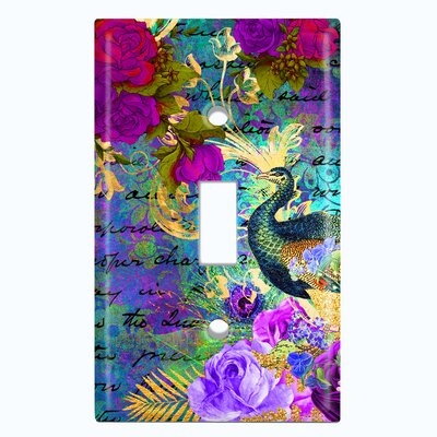 Metal Light Switch Plate Outlet Cover (Peacock Flower 2 - Single Toggle) - Image 0