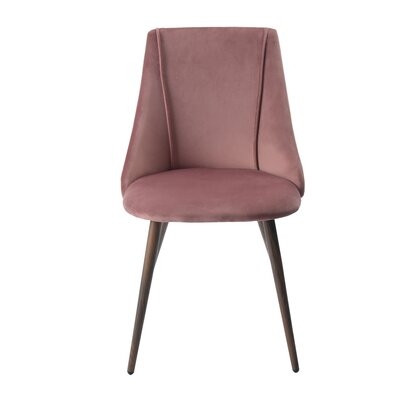 Callis Velvet Upholstered Solid Wood Side Dining Chair in Rose - Image 0