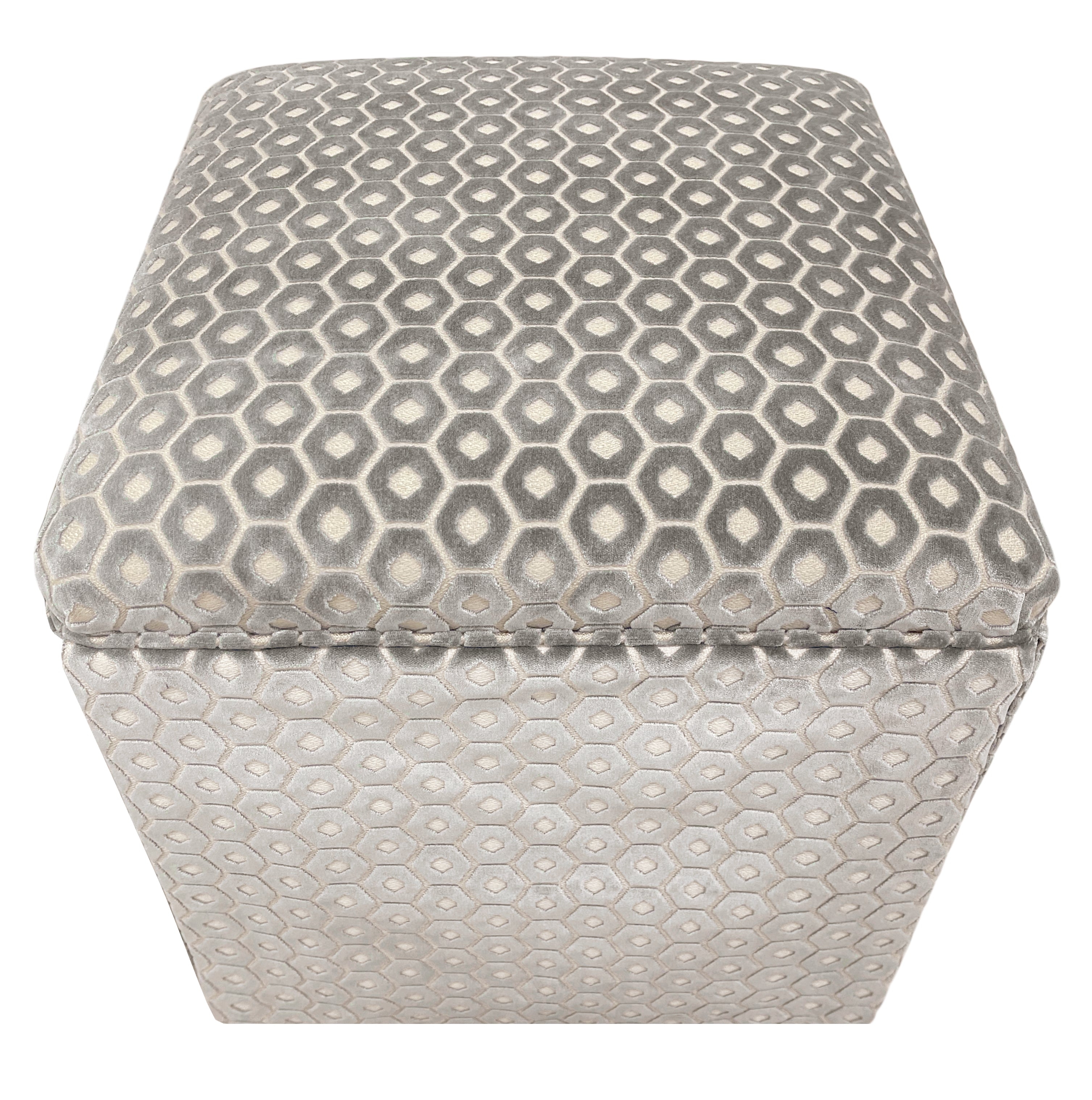 THE SKIRTED OTTOMAN :: PALOMA CUT VELVET  // GREY - BY THE YARD - Image 2
