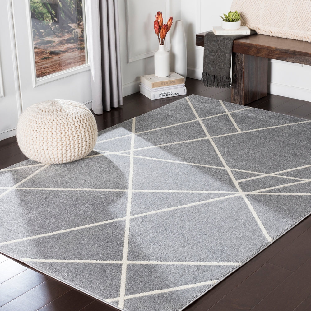 Horizon Gray Indoor 7'3" x 7'3" Machine Woven Rug - Image 1
