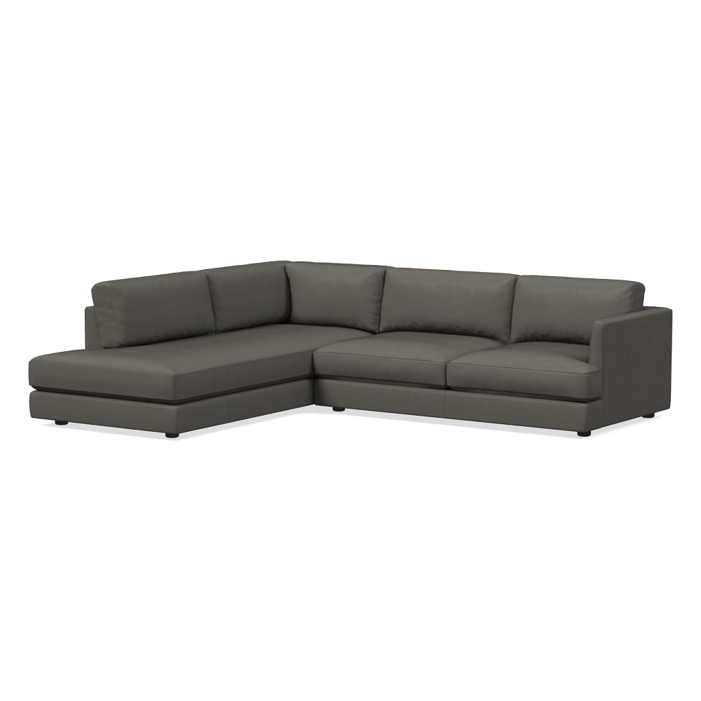 Haven 108" Left Multi Seat 2-Piece Bumper Chaise Sectional, Standard Depth, Vegan Leather, Cinder - Image 0