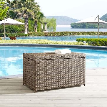 Bradenton Outdoor Wicker Storage Bin, Brown - Image 1