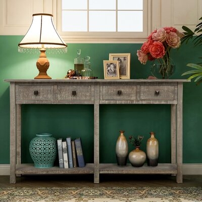 59" Rustic Console Table With 4 Drawer And 1 Bottom Shelf - Image 0