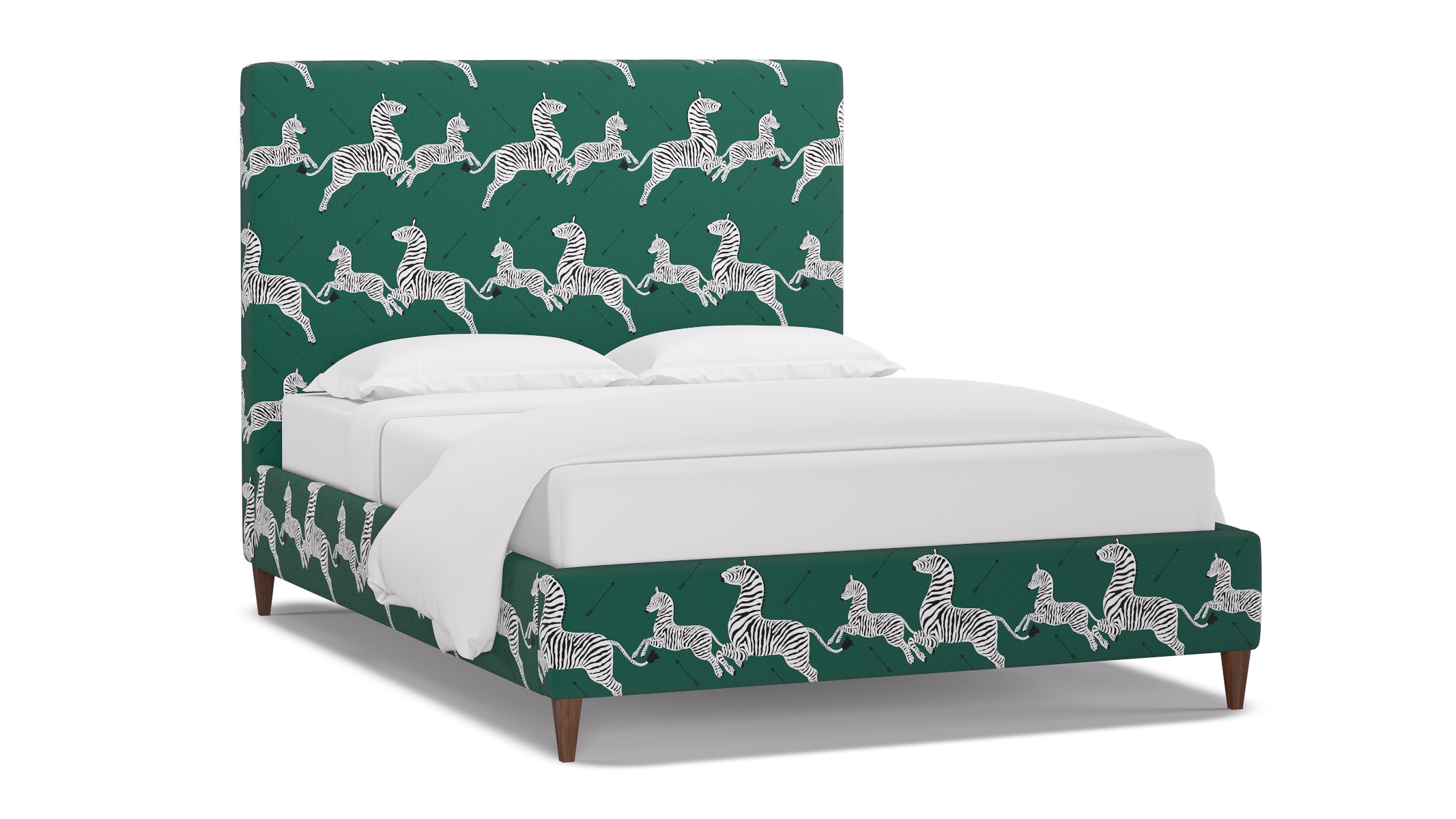 Classic Bed, Emerald Zebra, Walnut Square Tapered Leg, Twin - Image 1