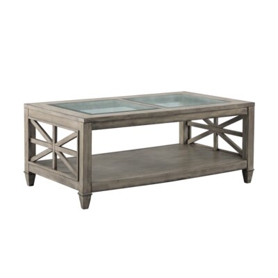 Glass Top Wooden Coffee Table With Storage Shelf - Image 0
