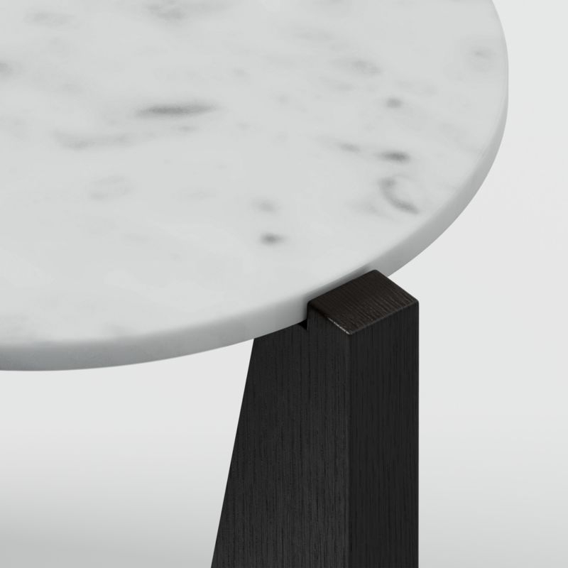 Miro White Marble Round End Table with Black Ebonized White Oak Wood Base - Image 2