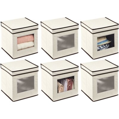 Soft Fabric Stackable Closet Storage Organizer Box With Clear Window And Attached Hinged Lid For Bedroom, Hallway, Entryway, Closets - Image 0