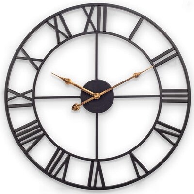 Large Wall Clock, European Farmhouse Vintage Wall Clock With Roman Numerals - Image 0