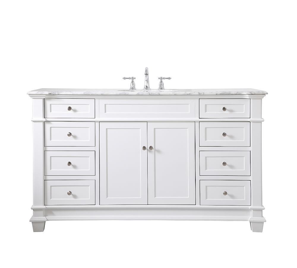 White Engel Single Sink Vanity, 60" - Image 0