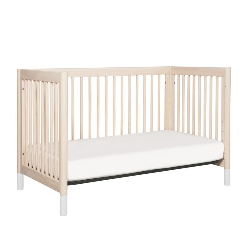 Babyletto Gelato White & Washed Natural Wood 4-in-1 Convertible Baby Crib with Toddler Bed Conversion Kit - Image 5