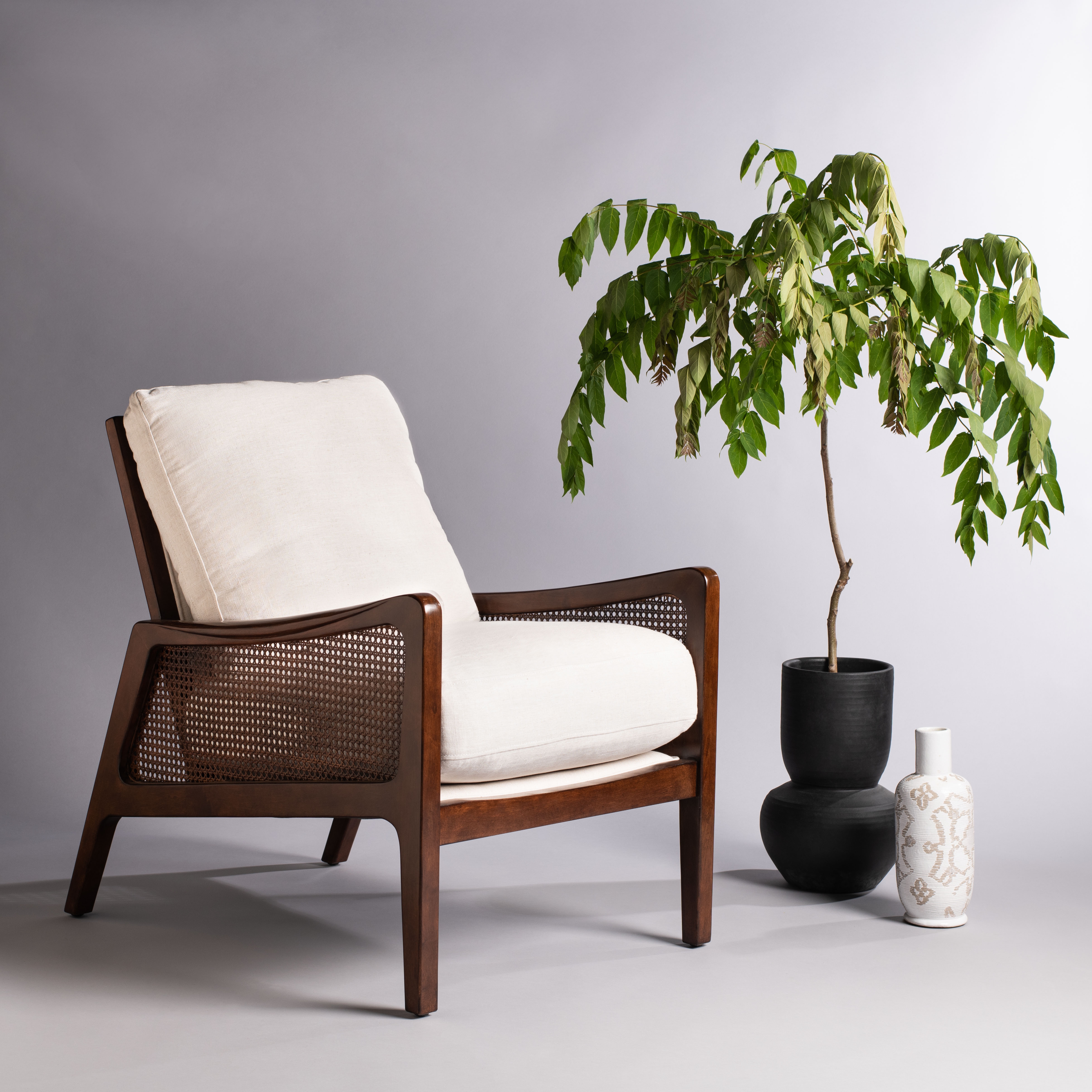 Moretti Wood Frame Accent Chair - Oatmeal - Safavieh - Image 1