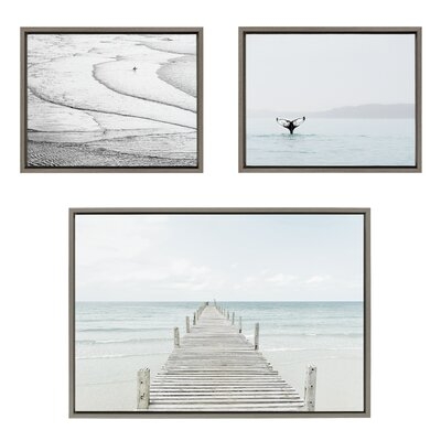 Ocean Beach Framed Canvas Set Gray - Image 0