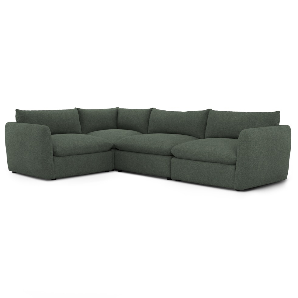 Leigh 126" Modular L Sectional - Green Wool Bouclé - Image 0