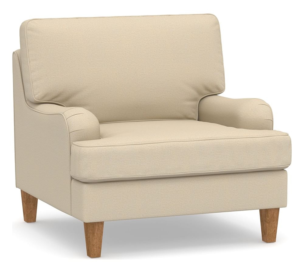 SoMa Hawthorne English Arm Upholstered Armchair, Polyester Wrapped Cushions, Park Weave Oatmeal - Image 0