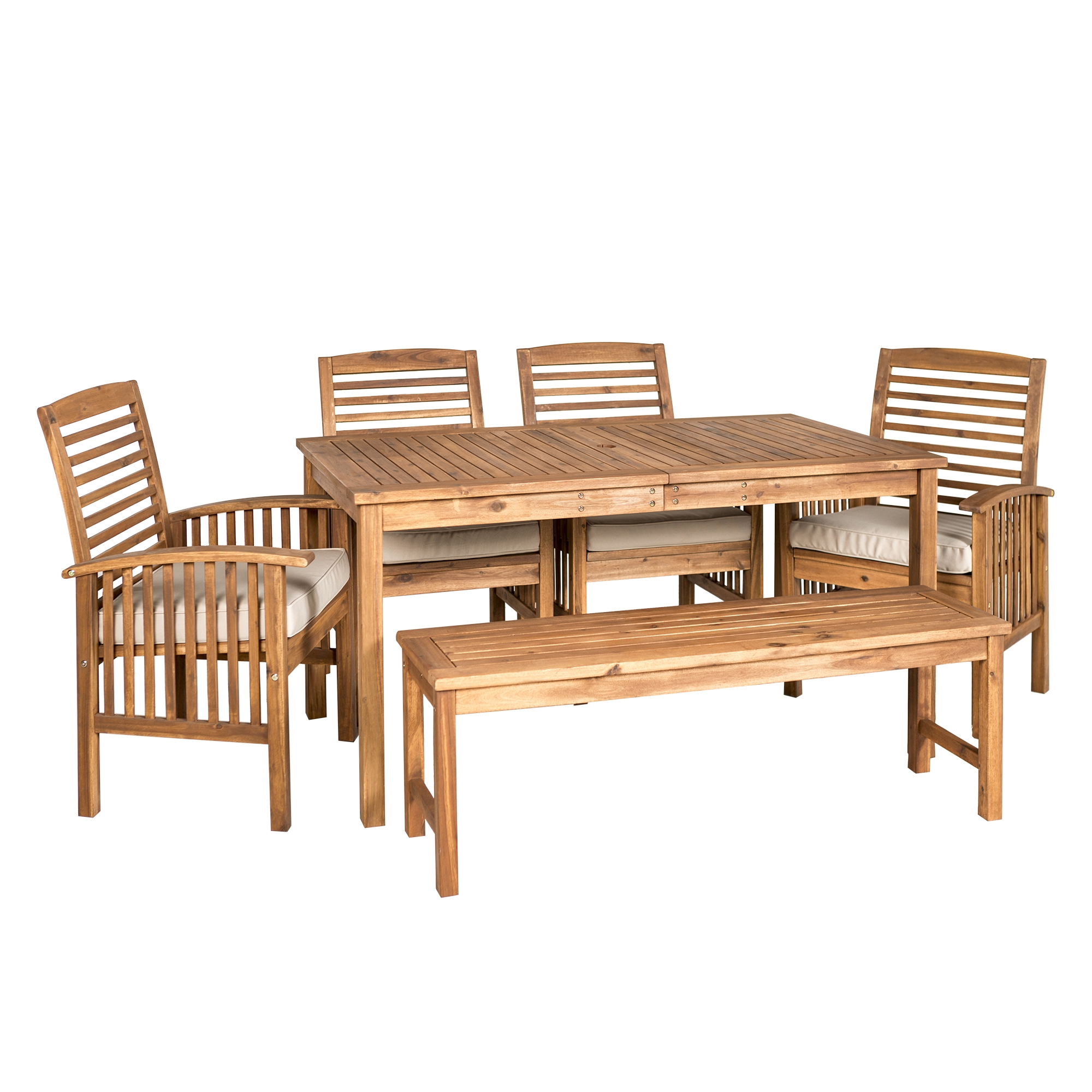 6-Piece Modern Patio Dining Set - Brown  - Image 0