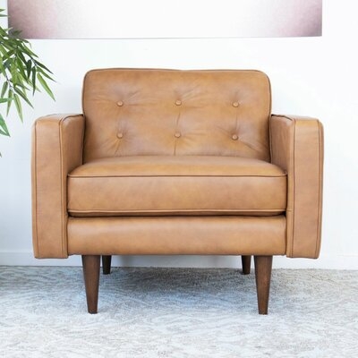 Mance 34" W Tufted Top Grain Leather Armchair - Image 0