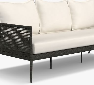 Cammeray All-Weather Wicker Sofa with Cushion, Black - Image 2