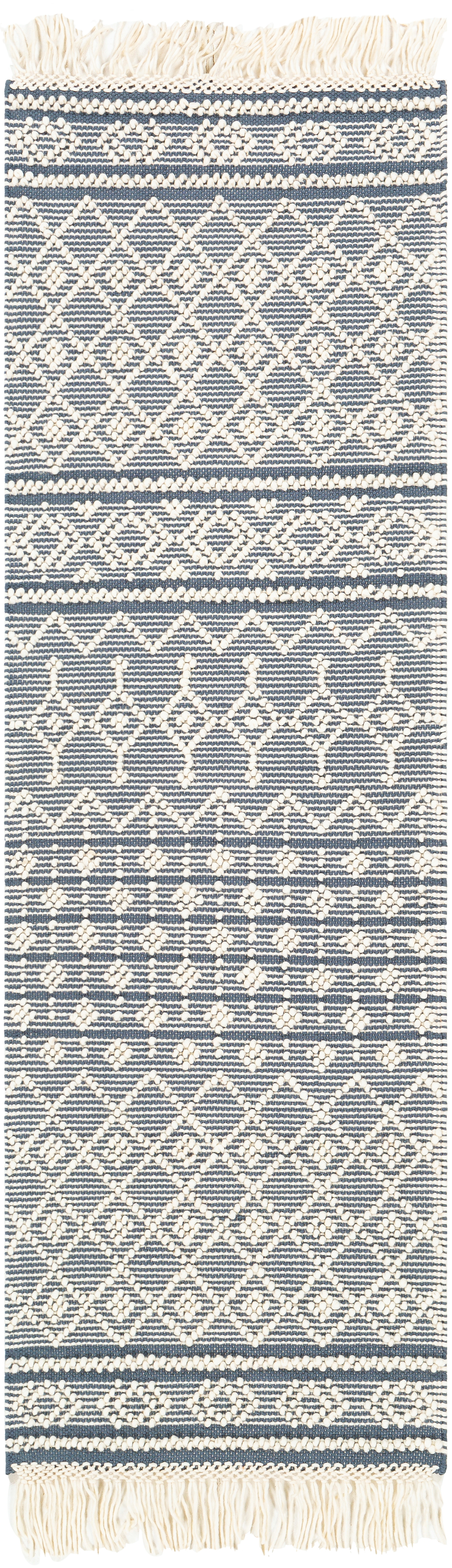 Farmhouse Tassels Beige Indoor 2'6" x 8' Handmade Rug - Image 0