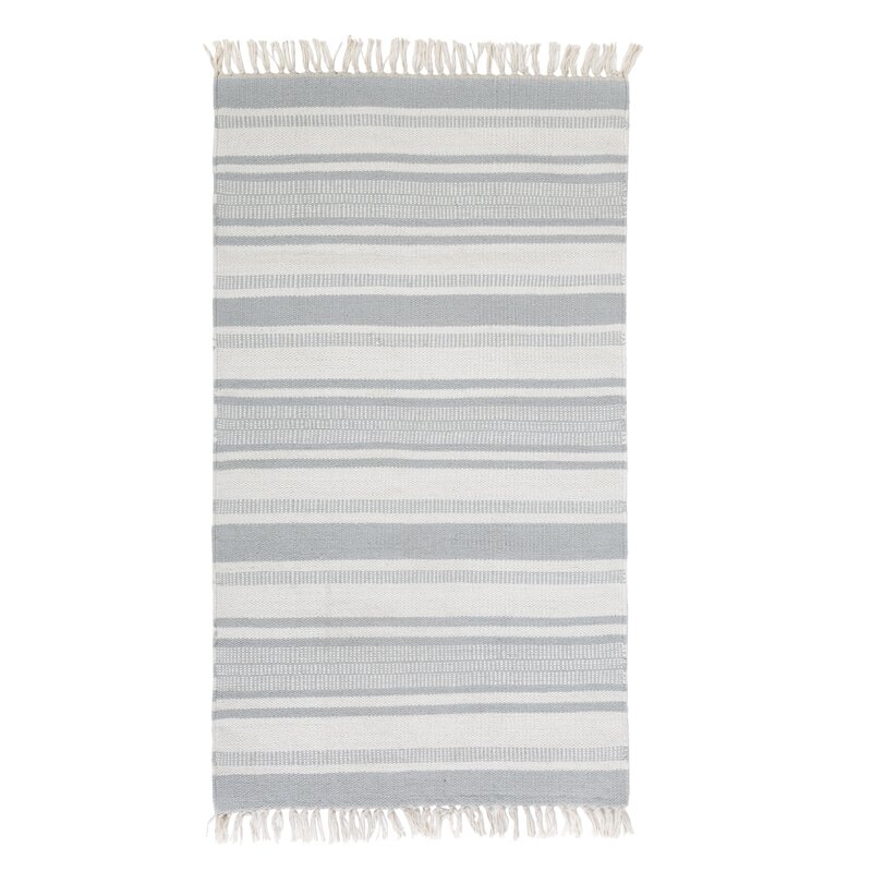 Pom Pom At Home Calypso Flatweave Cotton Blue/Ivory Rug Rug Size: Rectangle 8' x 10' - Image 0
