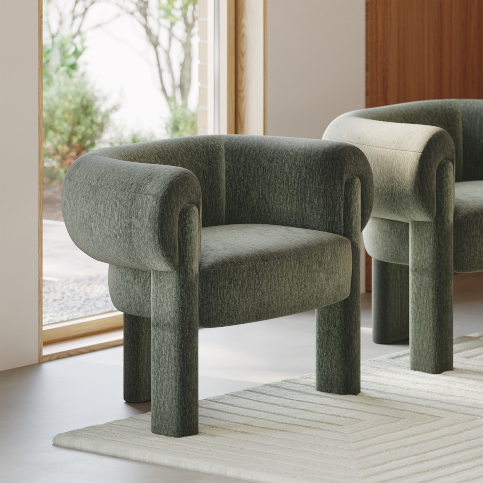 Everse 33.5" Velvet Lounge Chair - Melange Green - Image 0