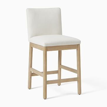 Hargrove Counter Stool, Yarn Dyed Linen Weave, Alabaster, Dune - Image 1