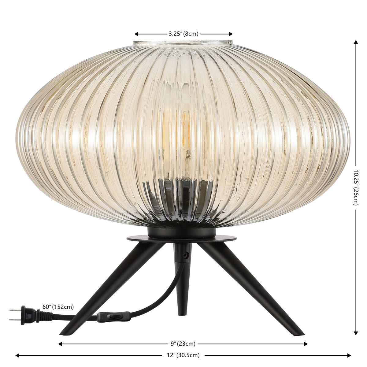 Coehlo 10.25 Inch Table Lamp - Amber/Black - Image 0