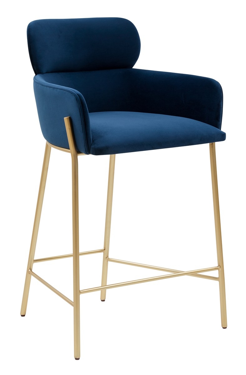 Charlize Velvet Counter Stool - Navy/Gold - Image 3