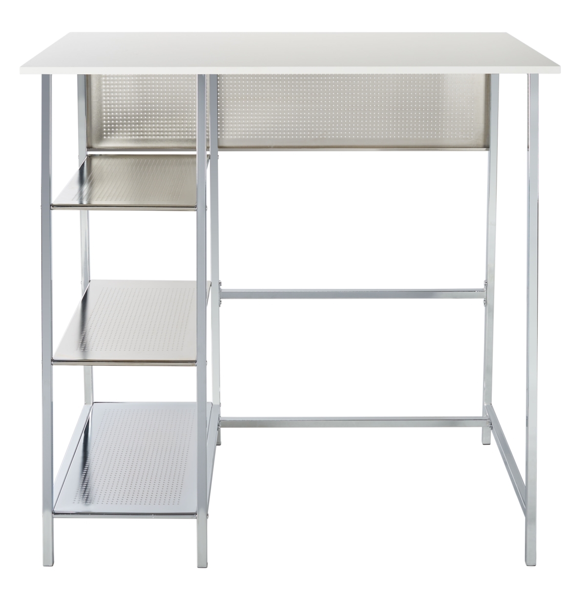Hayden 3 Shelf Standing Desk - White / Chrome - Safavieh - Image 0