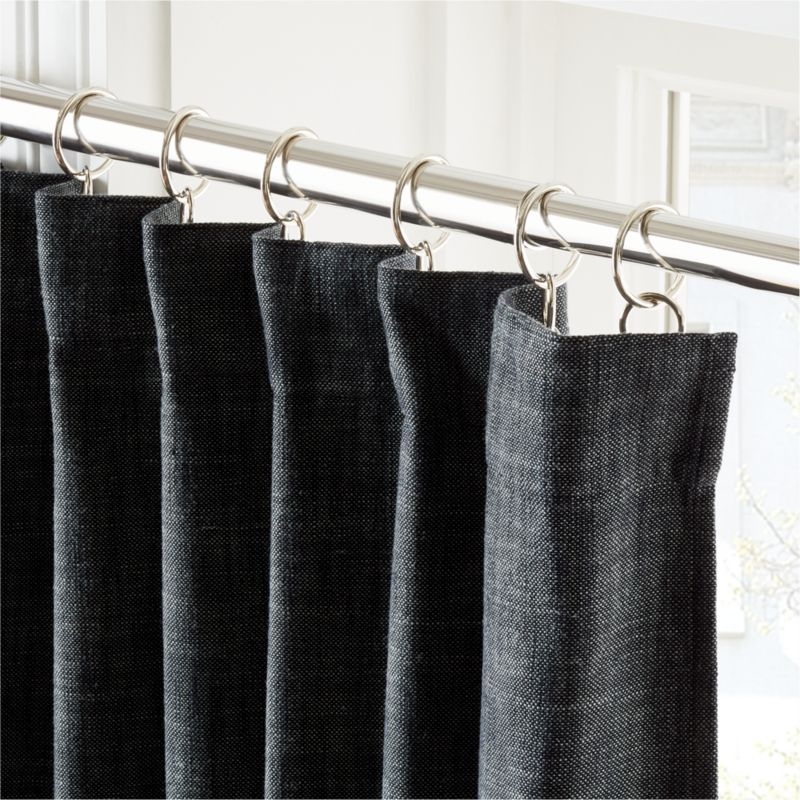 Harlon Textured Cotton Viscose White and Dark Grey Curtain Panel 48"x96" - Image 1