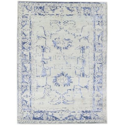 One-of-a-Kind Hand-Knotted 5' x 7' Wool/Viscose Area Rug in Silver/Blue - Image 0
