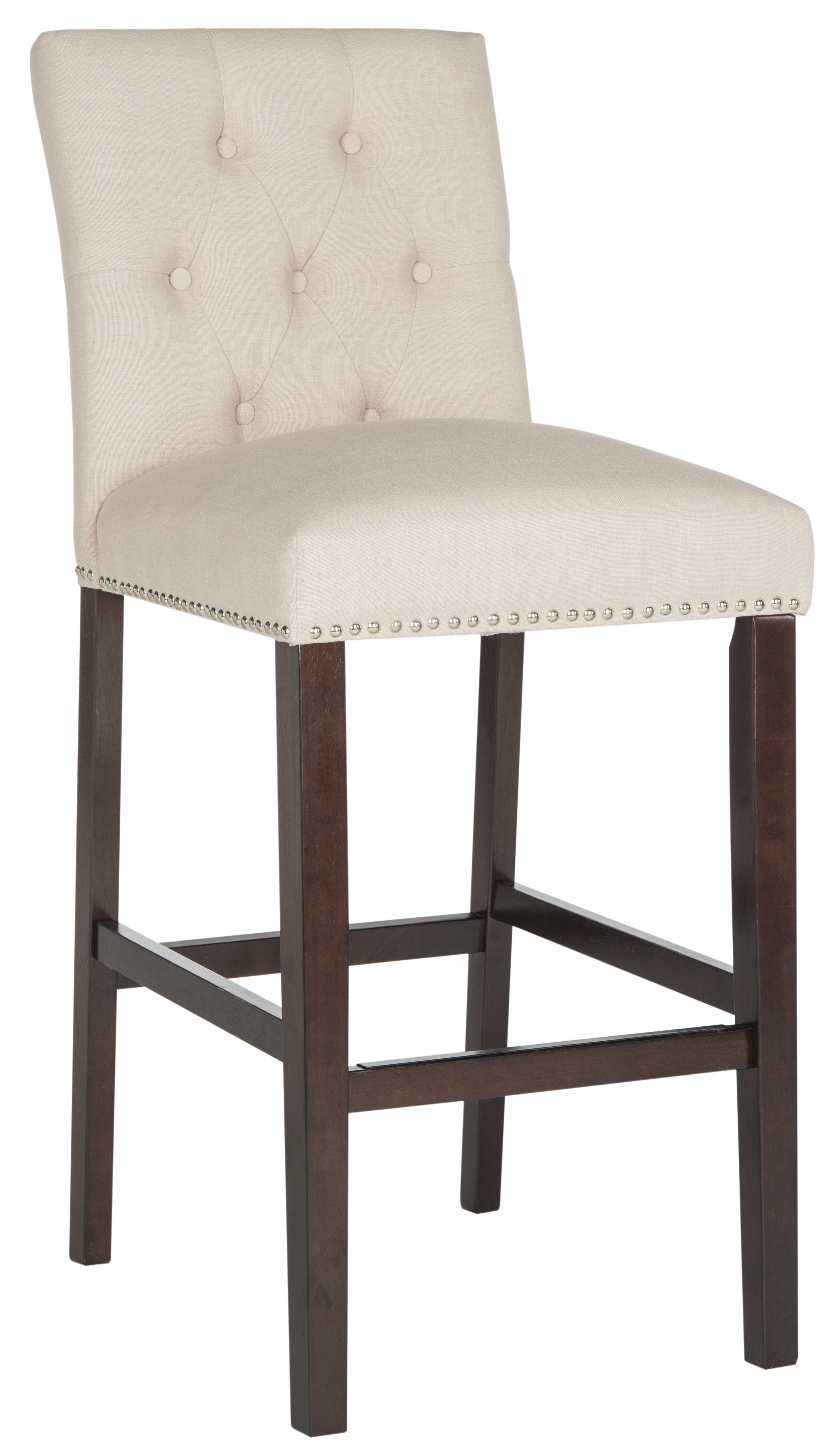 Norah Bar Stool - Beige/Espresso - Safavieh - Image 2