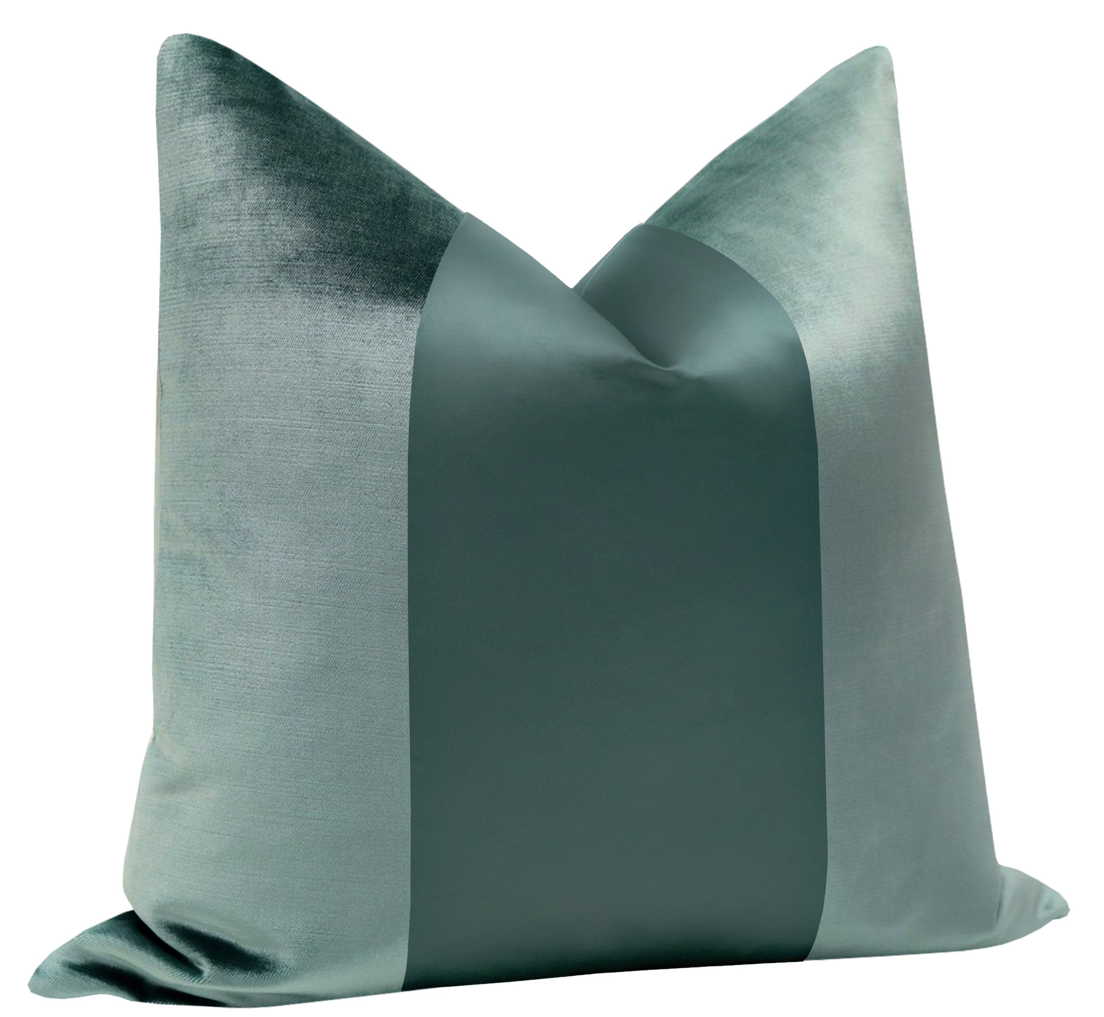 PANEL MONOCHROMATIC :: FAUX SILK VELVET // TURKISH BLUE - 20" X 30" QUEEN SHAM - Image 1