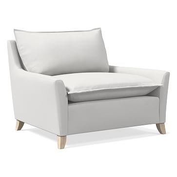 Bliss Chair and a Half, Down Blend, Performance Washed Canvas, White, Ash - Image 0