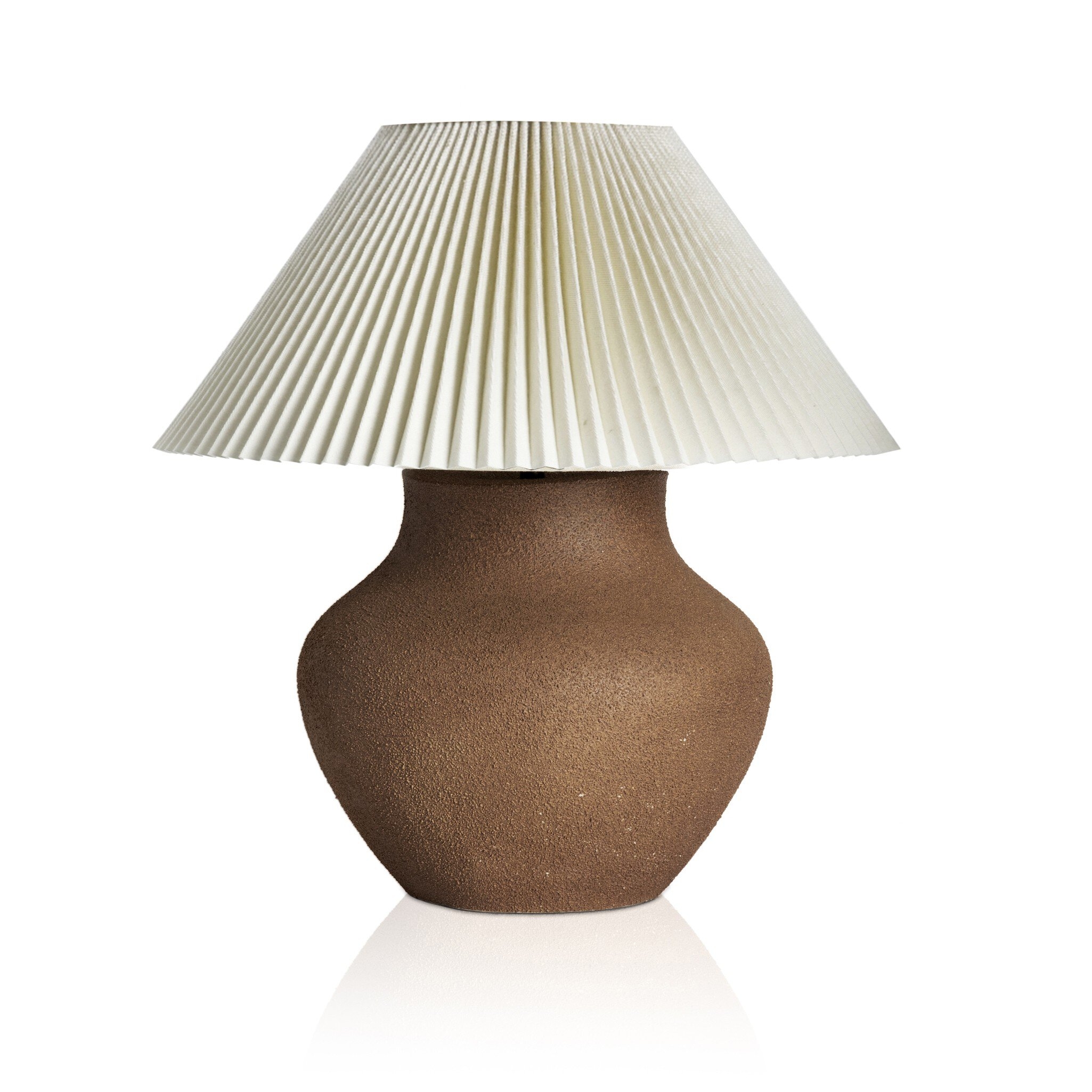 Parma Pleated Table Lamp - Textured Dark Sand Porcelain - Image 0