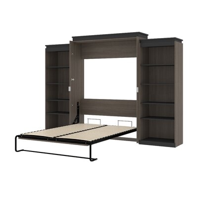 Bestar  Orion  124W Queen Murphy Bed With 2 Shelving Units (125W) In Bark Gray And Graphite - Image 0