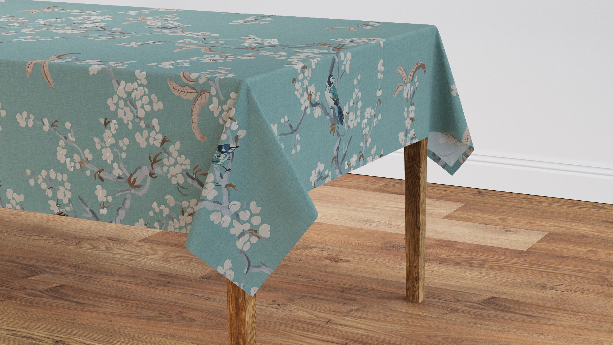 Tablecloth 56" x 108", Mint Cherry Blossom, 56" x 108" - Image 0