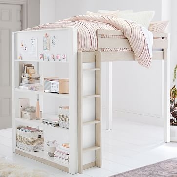 Rhys Loft Bed, Full, Weathered White/Simply White, WE Kids - Image 1