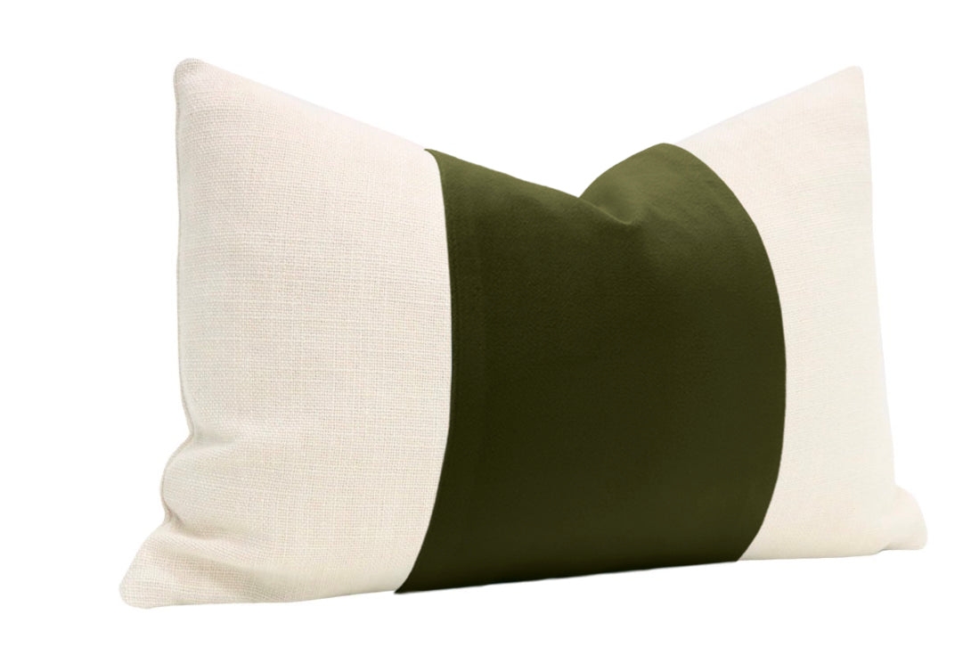 FINAL SALE : PANEL :: 12" X 18" CLASSIC VELVET // OLIVE PILLOW COVER - LITTLE LUMBAR 12" X 18" - Image 1