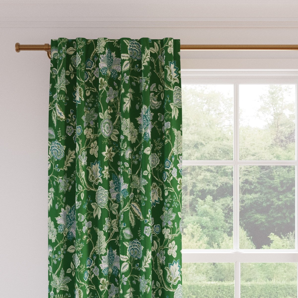 Printed Linen Curtain, Green La Vendee, 50" x 96", Privacy - Image 1