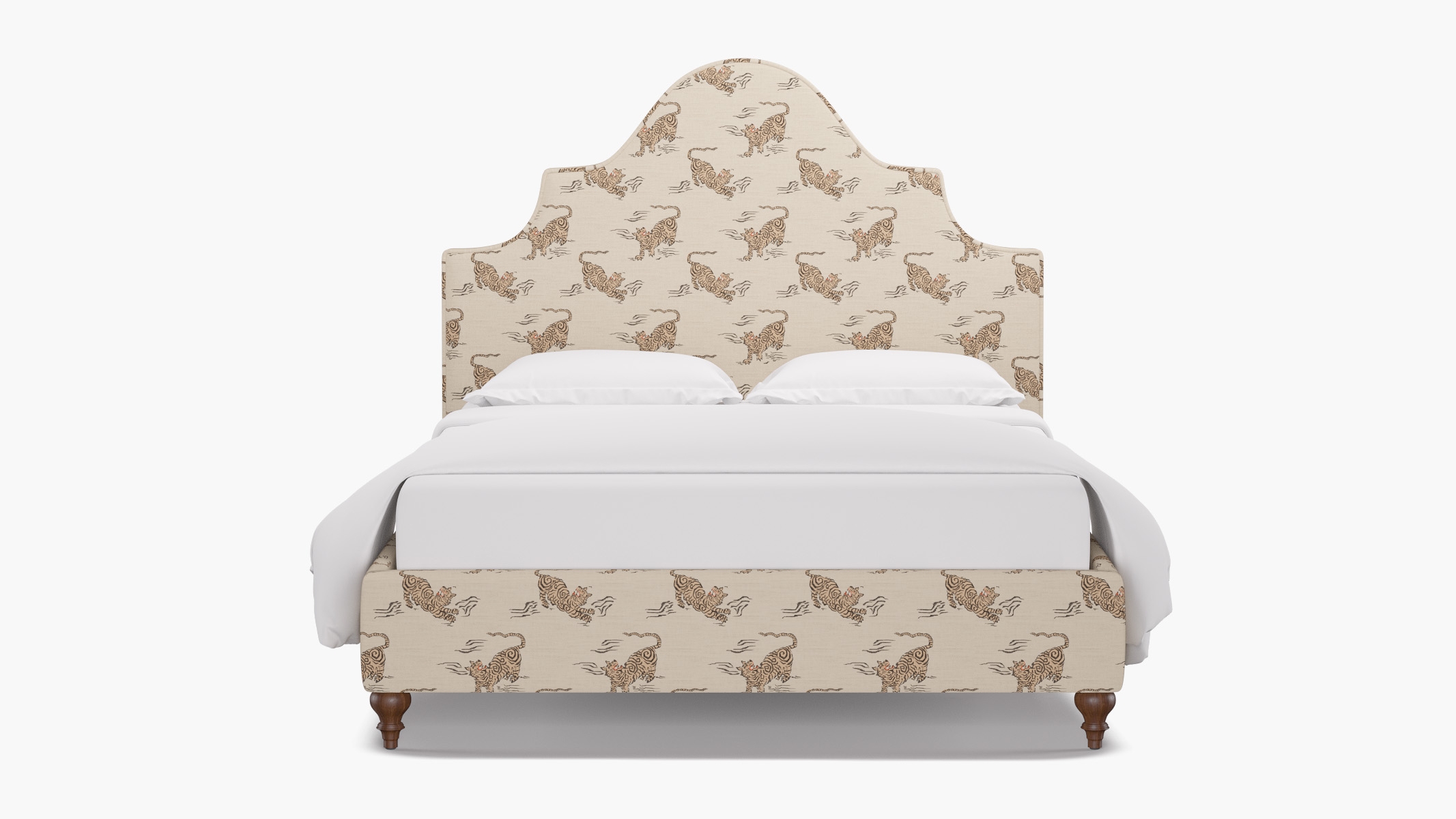 Statement Bed, Canvas Tigresse, Walnut Traditional Turned Leg, King - Image 0