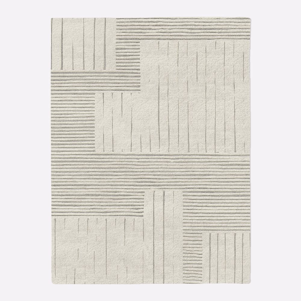 Painted Mixed Stripes Rug, 10x14, Alabaster - Image 0