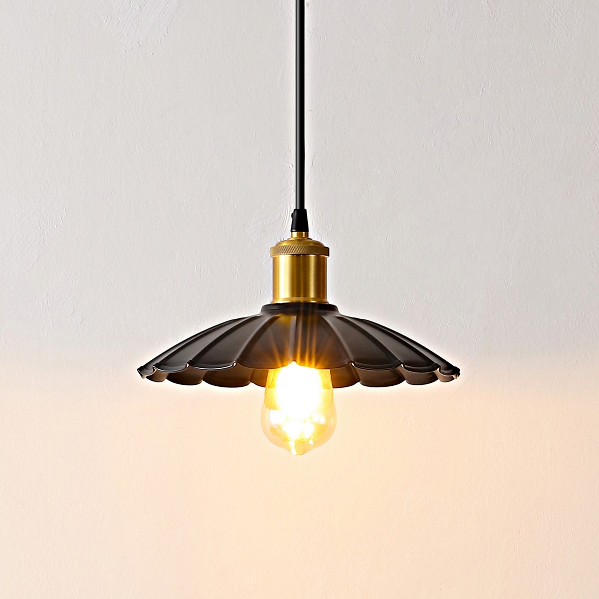 Novaire 10 Inch Pendant - Black / Brass - Safavieh - Image 4