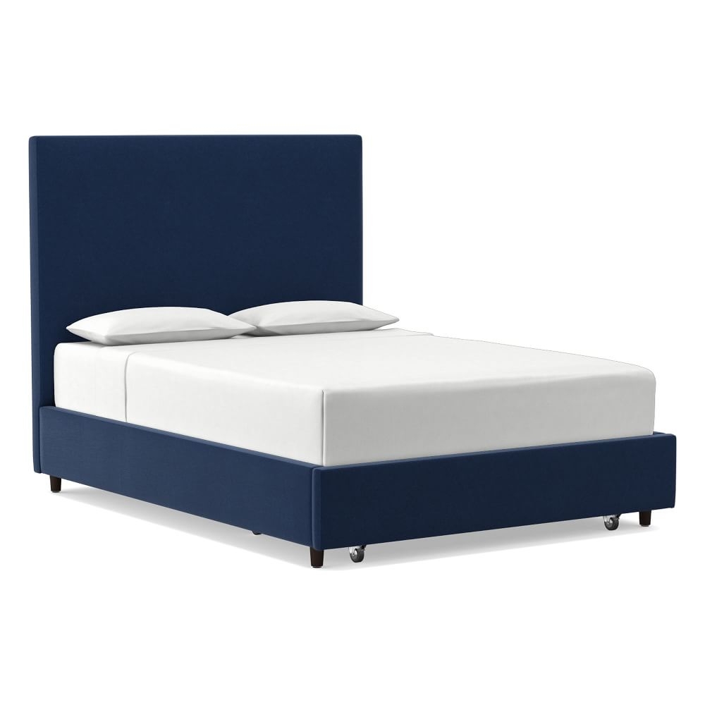 Contemporary Tall Storage Bed, King, Performance Velvet,, Ink Blue - Image 0