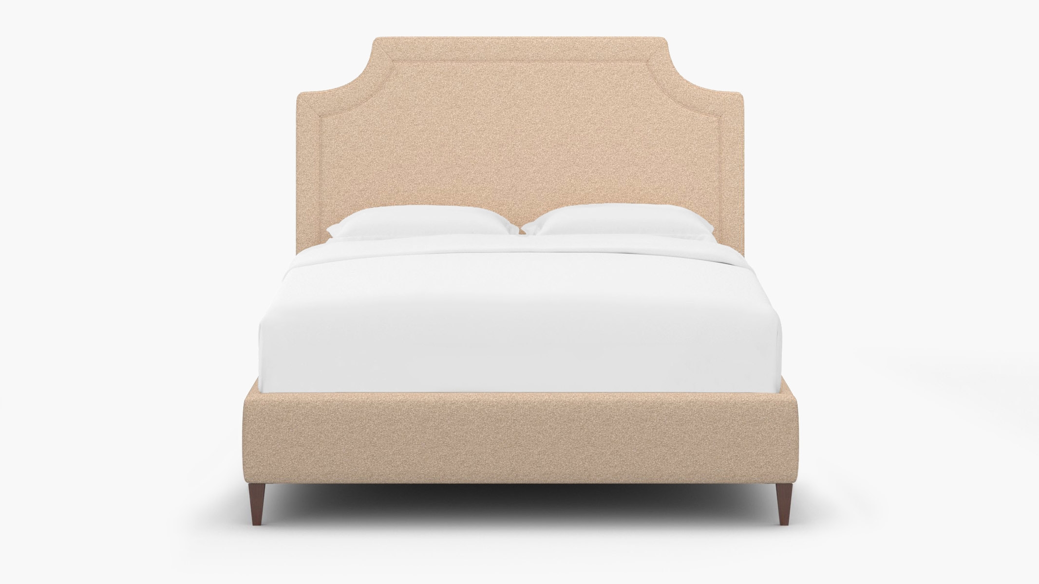 Deco Bed, Buff Boucle, Walnut Square Tapered Leg, King - Image 0