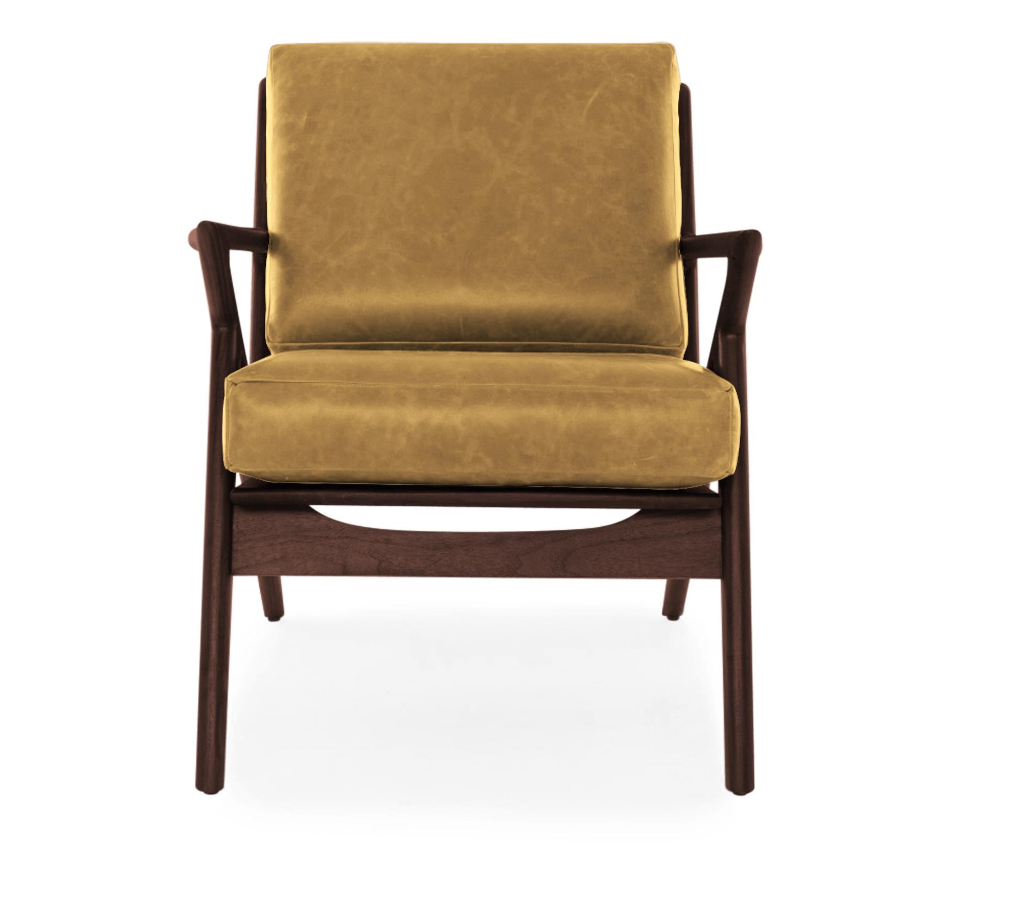 Brown Soto Mid Century Modern Leather Chair - Colonade Sycamore - Walnut - Image 0